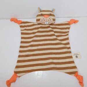 Organic Farm Buddies Buster Beaver Rattle Security blanket Tan Brown Orange